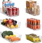 6 Pack Stackable Refrigerator Organizer Bins Clear Storage Bins for Organizing