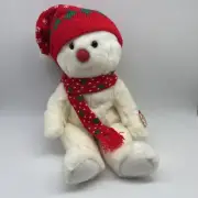 Large 16" 1999 SNOWBOY TY SNOWMAN Beanie Baby BUDDY Plush TAG knit hat scarf NEW