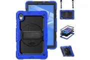 WASSUP Lenovo Tab M10 HD (2nd Gen) 10.1 inch 2020 Case with Screen Protector Hand Strap Stand & Shoulder Strap-Black&Blue