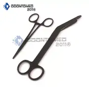Lister Bandage Scissors 7.25" + Mosquito Forceps Straight Black Coated