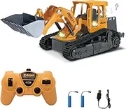 Rc Bulldozer, 2.4G Remote Control Bulldozer with Lights/Sounds for Kids Boys, 6 Channel Dozer Front Loader Toy with Light and Sound for Kids Age 6, 7, 8, 9, 10 and Up Years Old