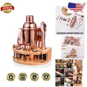 Complete 12-Piece Bartender Kit with Stylish Bamboo Stand & Cocktail Recipes