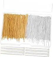 BATHVEVE 800pcs Metal Head Pins with Flat Ends Jewelry Making Supplies for Adults Jewelry Pins for Crafts