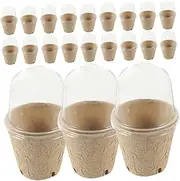 ifundom 25Pcs Paper Seedling Pots with Lids Breathable Nursery Pots for Plants Durable and Reusable Planter Cups for Home Gardening for Seeds and Garden Decoration