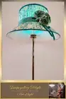 Floor lamp, flower lamp, art deco lamp. The floor lamp with a milky turquoise sh