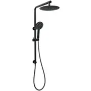 Matt Black Round 2in1 8/10/12" Thin Shower Rain Head & 3 Modes Handheld Silde Rail Set