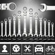 6 to 13 Pcs Metric Flex Head Ratcheting Wrench Chrome Steel Spanner w/Bag