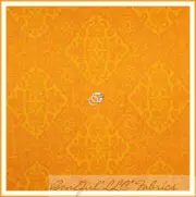 BonEful Fabric FQ Cotton Quilt VTG Orange Yellow Calico Flower Damask Diamond US