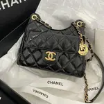 全新真品 CHANEL 爆款 黑色 天貓精靈 HOBO 油蠟 牛皮 小號 金鍊 流浪包 AS3710 現貨