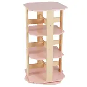 Giantex 360° Spinning 3-Tier Book Shelf Tower w/12 Sectors Freestanding Corner Toddler Book Rack Pink