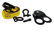 TGL Winch Recovery Kit- Snatch Block Pulley, Tree Saver Strap, D Ring Shackles