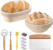 Bread Proofing Basket Set, 9” round & 10” Oval Bread Baking Supplies with Liner,