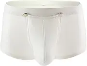 [OYUEGE] Men Shiny Liquid Metallic Underwear Bikini Swimsuit Boxer Brief Trunks White M
