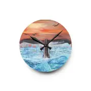 Acrylic Wall Clock - Whale Tail Fluke Sunset Ocean Whale Tail Sunset Clock