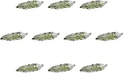 Set of 10, Sand Vidro Wood Leaf Protruding Dish, 10.2 x 4.3 x 1.2 inches (26 x 11 x 3 cm) | Protruding Plate, Pottery (Earth) Banko Ware Setomonohonpo