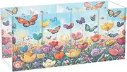 RPLIFE Brush Holder Acrylic Pen Organizer 4 Compartments for Countertop Desk Accessory Storage, Butterflies Tulips