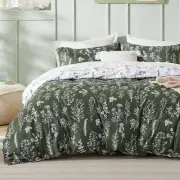 Cover Queen Size - Reversible Floral Pattern Duvet Cover Set with Zipper