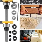 1/4inch Shank Slot Cutting Router Bits Set Carbide T-Shape Top Bearing waUPi