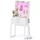 Small Vanity Desk with Hutch and Drawers, White Makeup Vanity Desk Modern-White