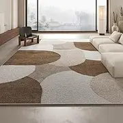 Geometric Pattern Large Area Living Room Carpets Beige Brown Bedroom Carpet Super Non-Slip Creative Art Rug,QM689,QT,160x230cm