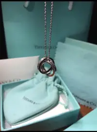 在飛比找蝦皮購物優惠-Tiffany&CO 簡約雙環純銀 925 項鍊 情人節送禮