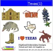 Embroidery Design Set - Texas(1) - 8 Designs - 9 Formats - USB Stick