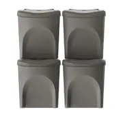 Set of 4 waste bins - stone gray