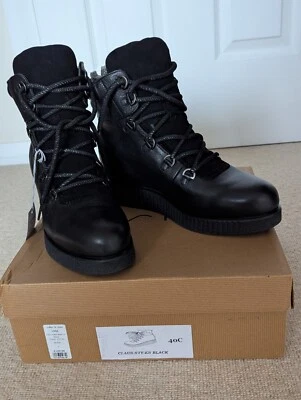 BNIB Unisa Black Leather Claus Hiker Style Ankle Boots UK7 40