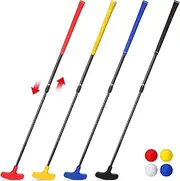 [Hiboom] 4 Pack Golf Putters for Men and Women Two Way Mini Golf Putter with 4 Golf Balls Adjustable Length Kids Putter Bulk for Right or Left Handed Golfers for Children Teenager Junior