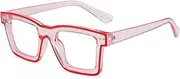 LJCZKA Blue Light Filter Glasses Square Women Men Computer Glasses Without Prescription Square Anti-Fatigue for PC, TV & Mobile Phone, red, 57-17-143