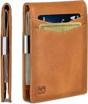 [SERMAN BRANDS] Money Clip Wallet - Mens Wallets Slim Front Pocket RFID Blocking Card Holder Minimalist Mini Bifold
