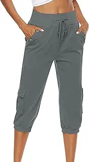 [Generic] Women's Capris Pants - Plus Workout Pant - Wide Leg - Cropped - Drawstring Elastic Waist Pants - Slim Fit - Crop Wide Leggings - Lightweight Travel Pants - Gymout Sweatpants - Comfy Lounge Yoga Pants