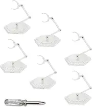 Flymer Action Figure Stand Clear, 6 Pcs Adjustable Action Figure Display Stands with Screwdriver