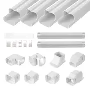 VEVOR Mini Split Line Set Cover 76.2mm W 5350mm L, PVC Decorative Pipe Line Cover For Air Conditioner with 4 Straight Ducts & Full Components Easy to