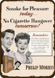 1952 LUCILLE BALL DESI ARNAZ Smoke Cigs Vintg-Look DECORATIVE REPLICA METAL SIGN