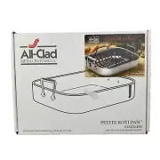 All Clad Petite Roti Pan #5014 Rectangular Stainless Roaster 14" x 12" Rack
