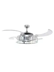 Fanaway Classic Fan in Chrome with Clear Retractable Blades and Light
