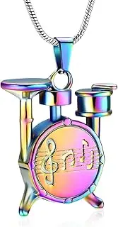 DOTUIARG Stainless Steel Drum Set Cremation Urn Jewelry for Ashes Music Memorial Urn Pendant Necklace Women Men