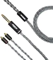 NOBUNAGA Labs Misago, 0.17 inch (4.4 mm) 5 Pole Balance, MMCX for SENNHEISER, Copper Silver Alloy Conductor Cable NLC-MSG