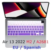EU TPU Skin for Macbook Air 13 2022 M2 A2681 EU Spanish Keyboard Cover Rainbow f