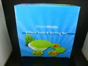 8 PIECE SALAD AND SERVING SET PLASTIC NEW IN BOX BY KITCHEN WORTHY