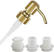 ALTGLAS Upcycling Soap Dispenser Pump Head 'Zagreb' with 3 Silicone Stoppers Fitting Ring Set for All Bottle Openings With Diameter 18-23mm (Gold Shiny)