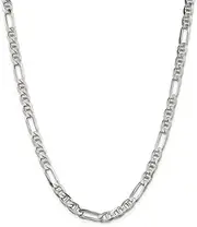 [JewelryWeb] 925 Sterling Silver Figaro Nautical Ship Mariner Anchor Chain Necklace - Chain Necklace for Women and Men in Silver Choice of Lengths 22 24 26 30 16 18 20 and Variety of mm Options