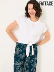 FatFace White Lace Tie Front T Shirt (AK5300) | $81