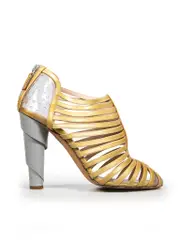 Gold Patent Leather Cage Heels