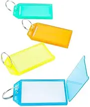 Leona Co 4 Pcs Luggage Tags, Plastic Luggage Identifiers with Rings, Name Tags Travel Accessories, Waterproof ID Tags Multi-Color Airplane Suitcase Labels (4)