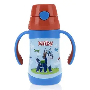 Nuby 不銹鋼真空學習杯(細吸管)280ml-領航犬[免運費]