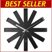Elegant 12-Inch Silent Quartz Wall Clock - Black Ribbon Design for Modern Homes