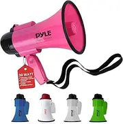 Pyle 20W Portable Megaphone Speaker with Microphone, 2 Modes, PA Sound - Compact & Battery Operated, Ideal for Cheerleading, Police, Boats, Loud & Clear Voice Projection, Mini Bullhorn Design (Pink)