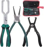 Hilitchi 9-Inch Fuel Line Pliers Set - Petrol Clip Pipe, Filter Calipers, 80 Degree Disconnect and Push Pin Pliers (Pack of 3)